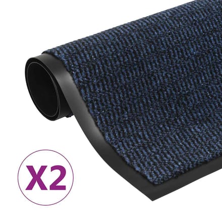 vidaXL - Droogloopmatten - 2 - st - rechthoekig - getuft - 60x90 - cm - blauw