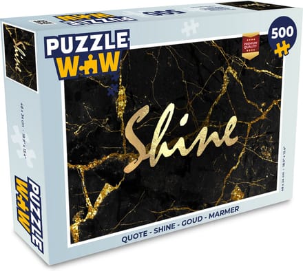 Puzzel Quote - Shine - Goud - Marmer print - Legpuzzel - Puzzel 500 stukjes