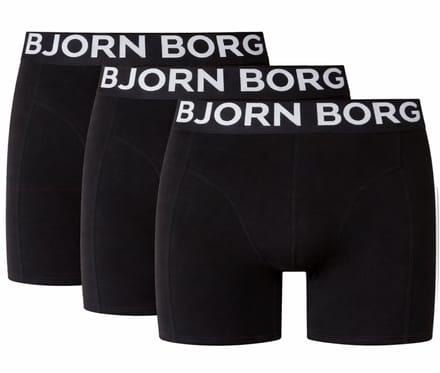 Björn Borg Cotton Stretch boxers - heren boxers normale lengte (3-pack) - zwart