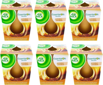 Air Wick Anti Tabak - Geur Kaars - Kaars - 6 x 105 gr