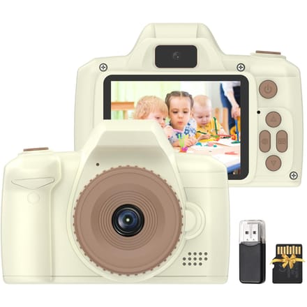 1080P digitale kindercamera Digitale videocamera voor kinderen Dual Lens 2,4 inch IPS-scherm Gameplay beige