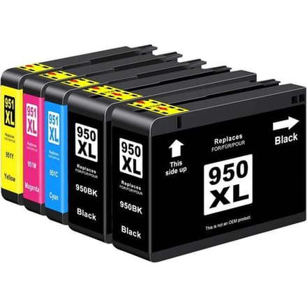 Cartouches d'Impression - 1001 PILES BATTERIES - 950/951XL - Pack de 5 - Haut Rendement - Compatible HP