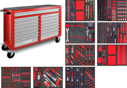 Gevulde brede gereedschapswagen XL 514-delig MW Tools MWE512G4