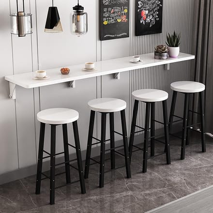 Klaptafel Hout - Wandmontage Tafel - Ruimte Besparen - Sterke Constructie - Wit