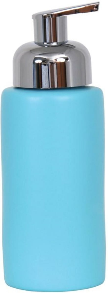 MSV Zeeppompje/dispenser Kyoto - keramiek - pastel blauw/zilver - 6.5 x 18 cm - 250 ml