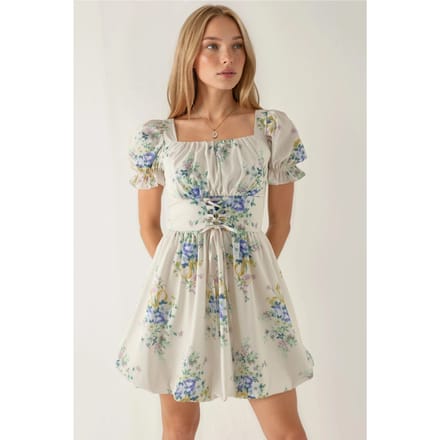 Floral A-lijn Mini-jurk met Strikdetail