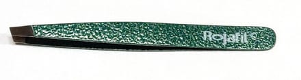 Rojafit Epilators Professionele Pincet schuin 9,5 cm-Hamerslag-fijn-Zilver/Groen