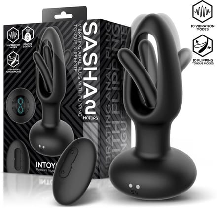 IY Sasha - Vibrerende Buttplug met Bewegend Tongetje en Afstandsbediening - Zwart