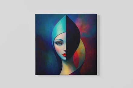 Vierkant Canvas Schilderij - Portret - Abstract - 60x60x2 cm