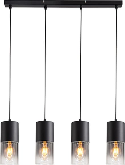 Olucia - HUY - Hanglamp - Zwart / Grijs - 4L - Vorm: Rechthoek
