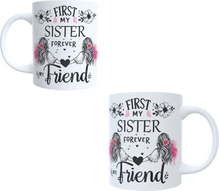 Koffie beker - thee mok - tekst First my sister forever my friend - zus