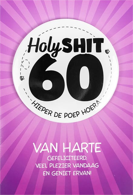 Shit wat een superleuke button | Wenskaart | 60 jaar
