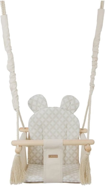 Baby schommel - hout - crème met diamant - tot 20 kg