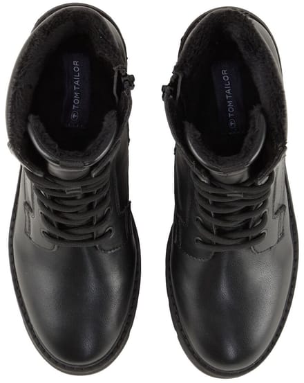 Tom Tailor - Gevoerde laarzen met hak en logodetails - Maat 41 - black