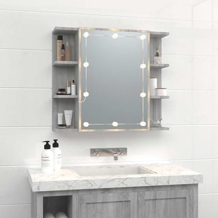 vidaXL - Spiegelkast - met - LED-verlichting - 70x16,5x60 - cm - grijs - sonoma