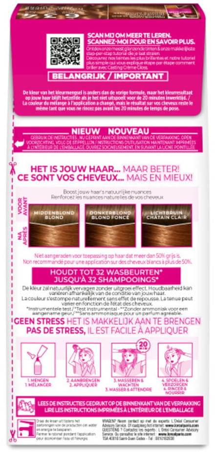 6x L'Oréal Casting Crème Gloss Haarkleuring 634 Honey Biscuit - Donker Goudkoperblond