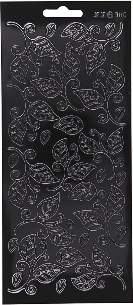 Stickers, bladeren, vel 10x23 cm, zwart, 1 vel