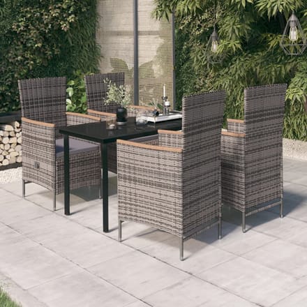 vidaXL - 5-delige - Tuinset - met - kussens - grijs