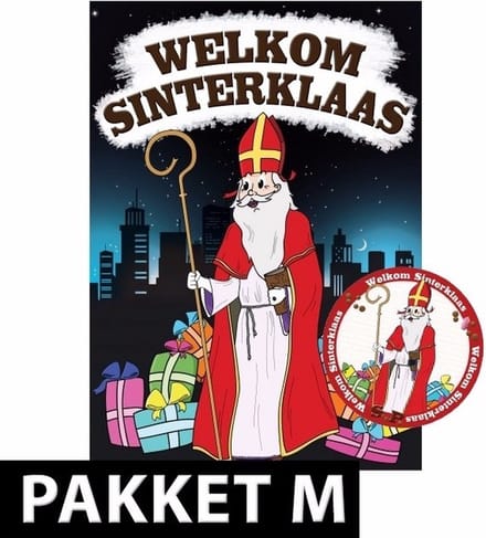 Sinterklaas versiering - Deurposter A1 formaat - met 75x stuks onderzetters in thema Sinterklaas