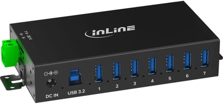 InLine industriële USB hub | 7x USB-A | USB3.0 5 Gbps | 48W voeding