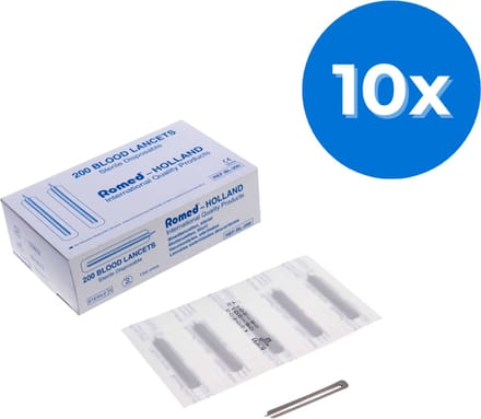 Romed bloedlancetten / blarenprikkers (2000 stuks) - Set van 10 doosjes Romed