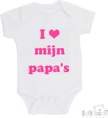 100% Katoenen Romper "I mijn papa's" Meisjes Katoen Wit/roze Maat 62/68