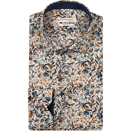 Giordano Overhemd Maggiore Semi Cutaway Luxury Flower Pattern Navy-Multi / male