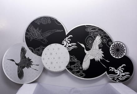 Cranes Muurcirkel - Aluminum Wanddecoratie 93x53cm