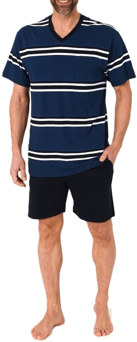 Normann herenpyjama Shorty met korte mouwen in een gestreepte look - ook in grote maten