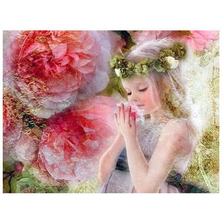 Peinture de diamant de fleur de petite fille, image de strass, broderie de diamant, décor de prière de mariage 20X30CM multi