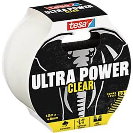 tesa® Montagetape Ultra Power Transparant, robuust, temperatuur-, water- en UV-bestendig, met de hand afscheurbaar, 1 rol met L 10 m x B 48 mm, transparant