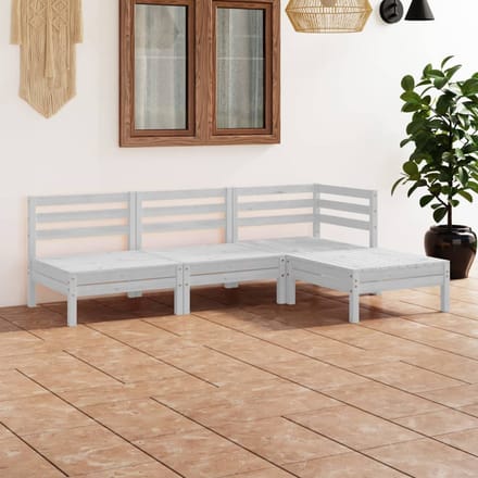 vidaXL - 4-delige - Loungeset - massief - grenenhout - wit