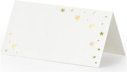 Naamkaartjes Sterren Wit/Goud (10st)