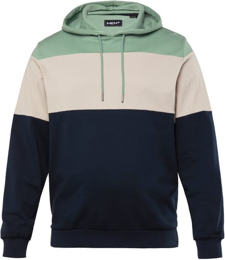 Men Plus - Heren - Hoodie sweater met capuchon colorblocking - Navy blauw - Maat L
