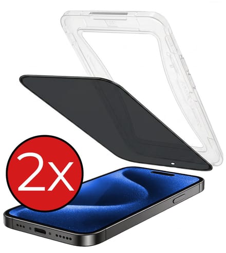 Privacy Screenprotector - 2 Stuks - Geschikt voor Apple iPhone 15 Pro - Met Installatie Kit - Beschermglas - Anti-Spy - Flexibel Glas - Tempered Glass - Screen Protector