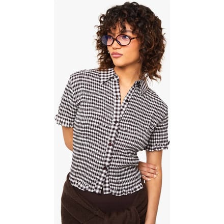 boohoo Dames Geplooide gingham crop top | Chocolate | Maat: 6