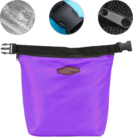 Thermische Koeltas voor Lunch en Picknick, Draagbare Koeltas met Rits, Blauw en Paars