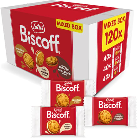 Koekjes Lotus Biscoff sandwich mix doos 120 stuks