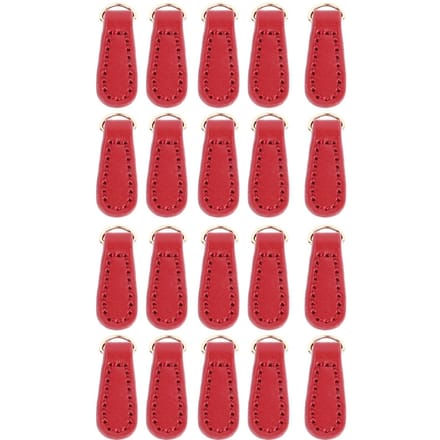 20 pièces Tirettes de fermeture éclair en cuir véritable Élégantes Décontractées Cuir microfibre Étiquettes de fermeture éclair de remplacement pour sacs à dos Bagages Red pink