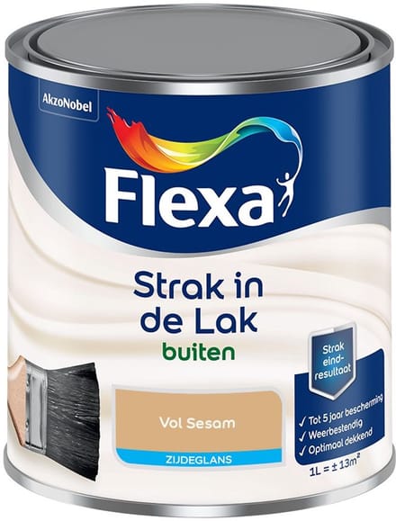 Flexa - Strak In De Lak Buitenlak Zijdeglans - Vol Sesam - Mengverf - 1 L
