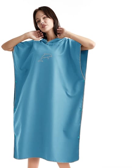 Dailygoody - Handdoek poncho - Microvezel - Dry - Blauw - Surfbaar