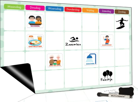 Brute Strength - Magnetisch Weekplanner whiteboard (8) - A4+ (33 x 21 cm) - Planbord - Familieplanner - Gezinsplanner - To Do - kind
