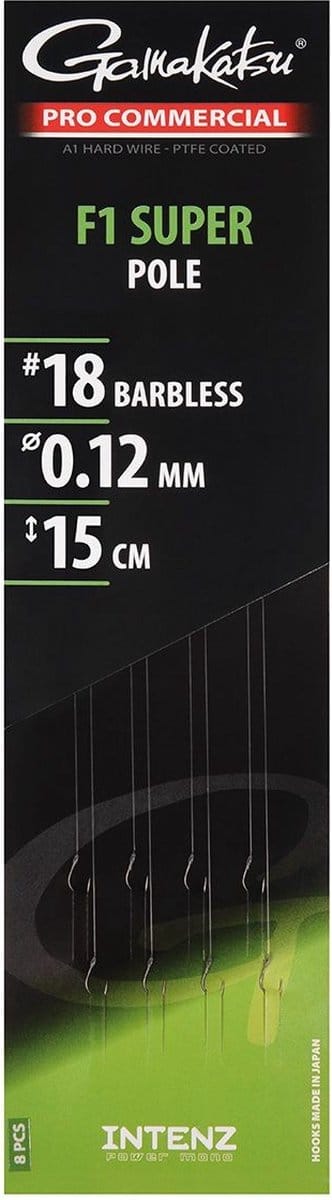 Gamakatsu F1 Super Pole Barbless Onderlijnen H18 0.12mm 15cm