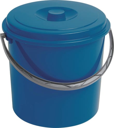 Blauwe emmer 12 L volume met deksel en handvat