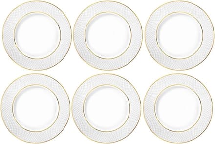 Wilmax England Porseleinen Bord Wit Gouden rand 15cm 6-delig