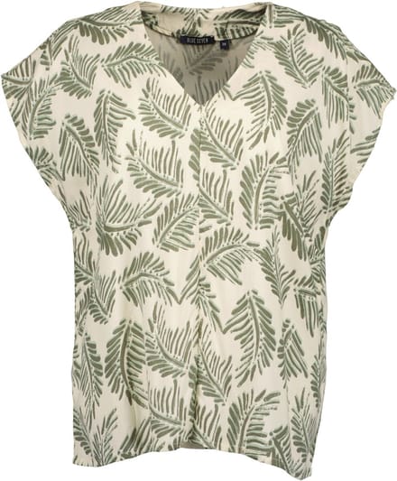 Blue Seven - Blouse 180313 beige/kaki print v-hals - maat 44