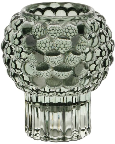 Dekoratief | Theelichthouder op voet 'Bulbs', groen, glas, 8x8x9cm | A255984