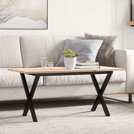 vidaXL - Salontafel - X-frame - 100x50x45 - cm - massief - grenenhout - en - staal