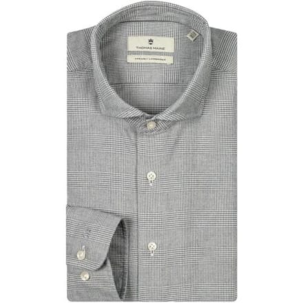 Thomas Maine Overhemd Roma Modern Kent Two-Ply Flanel Glen Check Midden Grijs / male
