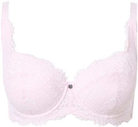 Ulla Popken - Dames - Beugelbeha zachte cups balconette-beha kant - Babyroze - Maat 105E